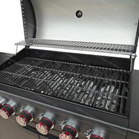 Îlot de cuisine extérieur modulaire avec revêtement en poudre, barbecue au gaz à 6 brûleurs avec armoires de rangement pour la cuisine en plein air dans le jardin ou sur la terrasse