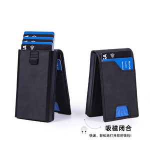 Carteira Masculina Slim Minimalista Bifold com Bloqueio RFID em Couro PU e Fecho Magnético de Alumínio Metálico - Porta-Cartões e Clipe para Dinheiro - Product Image 2