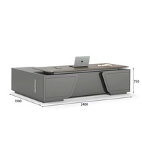 Bureau de direction moderne de luxe en gros avec plateau en bois, cadre métallique et armoire latérale – Mobilier de bureau commercial pour PDG et managers