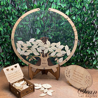 Boîte à cartes créative en bois en forme de feuille de saule pour mariage, livre d'or de réception, panneau de bureau pour fête d'anniversaire