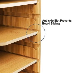 This natural bamboo office book, magazine, and <b>file</b> rack/organizer box features adjustable shelves for efficient <b>storage</b>. - Product Image 4
