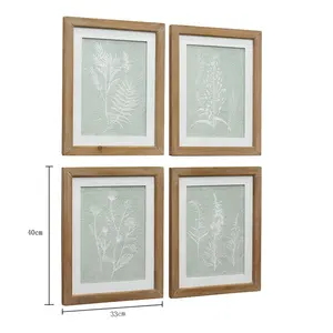 إطار حائط من الخشب مخصص صورة ديكور منزلي صور مطبوعة رسومات زهور نباتية ورقية لوحات فنية للحائط لغرفة النوم غرفة المعيشة
