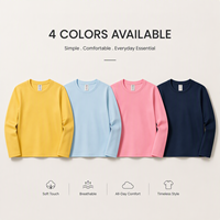 T-shirt à manches longues col rond pour enfants 230G, 95% coton 5% élasthanne, couleur unie, personnalisable avec logo, sous-vêtement décontracté pour enfants XYCMT25AW15T