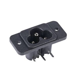 Conector de Alimentación IEC C6 Tipo Mickey Mouse, Montaje en Panel con Orejetas de Fijación, Negro, 2.5A 250V~ CA - Product Image 1