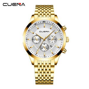 CUENAメンズビジネスクォーツ時計カレンダー表示ローマ番号ダイヤルアナログステンレス鋼ストラップ腕時計 - Product Image 2