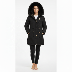 Manteau <span class=keywords><strong>parka</strong></span> pour <span class=keywords><strong>femme</strong></span> en <span class=keywords><strong>polaire</strong></span> d'agneau épaisse et ample pour l'automne et l'hiver, avec capuche en fourrure amovible et taille ajustable - Product Image 3