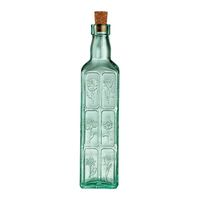 Distributeur d'huile d'olive et de vinaigre en verre vert avec couvercle en liège, bouteille hermétique pour condiments, design carré, lot de 4 pour assaisonnement de cuisine