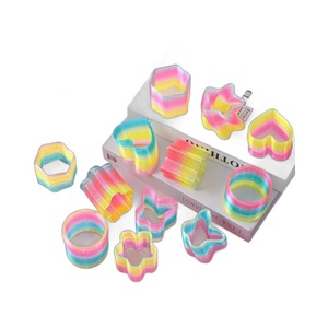 Rainbow <b>Rings</b> Plastic Jewelry Making Toys 12 Pieces For Children 4-6 Years Old Cartoon Theme - Product Image 4