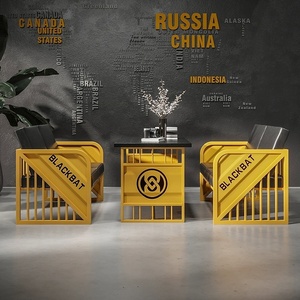 Cabina de Metal de estilo <span class=keywords><strong>industrial</strong></span>, combinación de silla de mesa de hierro forjado para comedor, tienda de té de la leche, cafetería, Bar, barbacoa, <span class=keywords><strong>muebles</strong></span> de restaurante - Product Image 2