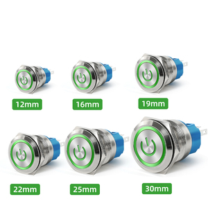 19mm <b>Switch</b> <b>12V</b> 110V Round Locking LED Stainless Steel Momentary Locking Metal Push Button <b>Switch</b> - Product Image 6
