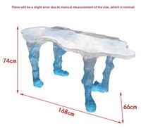 Table à manger moderne en résine transparente écologique, faite à la main, avec cadre en acier givré effet glacier, meuble d'entrée