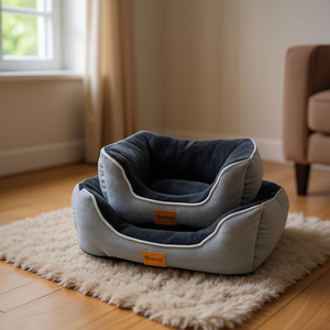 Cuccia Quadrata per Animali Domestici in Velluto Artico con Sistema di Rilascio della Sabbia, Colore Grigio - Product Image 3