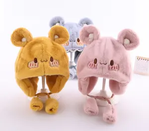 Alta qualidade Baby Earmuff Inverno Plush Chapéus Toddler Boy Girl Bear Design Quente Chapéus