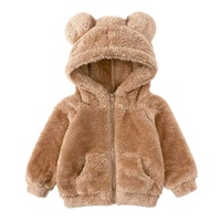 Veste à capuche en polaire pour bébés filles et garçons, manteau en peluche zippé, vestes mignonnes d'hiver chaudes à oreilles d'ours, vêtements d'extérieur pour enfants, manteaux d'hiver