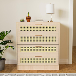 Cómoda <span class=keywords><strong>cajonera</strong></span> contemporánea de lujo moderna, muebles de madera con panel de ratán cómodo para el hogar, apartamento, dormitorio, sala de estar, Hotel - Product Image 2