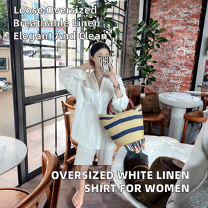 Camicette e Camicie <span class=keywords><strong>Oversize</strong></span> da <span class=keywords><strong>Donna</strong></span> in <span class=keywords><strong>Lino</strong></span> Stampato Digitalmente 200gsm Traspiranti, Personalizzate OEM di Alta Gamma dal Produttore di Abbigliamento di Guangzhou - Product Image 3