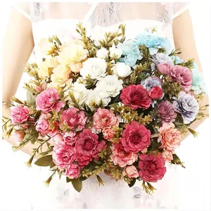 7 вилок/Букет из цветка азалии, шелковые Маленькие искусственные цветы, букет для рукоделия, свадебное украшение дома