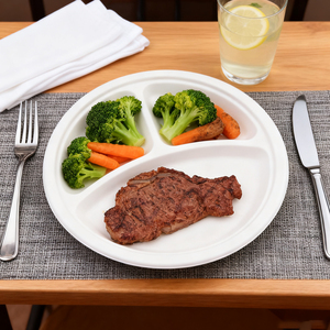 Assiettes jetables biodégradables en <span class=keywords><strong>pulpe</strong></span> <span class=keywords><strong>de</strong></span> bagasse <span class=keywords><strong>de</strong></span> <span class=keywords><strong>canne</strong></span> à sucre pour la restauration, vaisselle OEM pour fêtes - Product Image 1