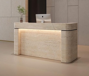 Mostrador <span class=keywords><strong>de</strong></span> Recepción Moderno y Sencillo con Acabado <span class=keywords><strong>de</strong></span> Grano <span class=keywords><strong>de</strong></span> Piedra, Personalizable, para Conserjería y Cajero - Product Image 4