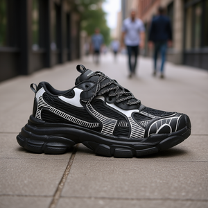 Zapatos Casuales de Diseño Unisex, Estilo Chunky, Tendencia de Moda Masculina, Parte Superior de PVC, Entresuela de Látex, Suela de Goma, Todas las Temporadas, con Cordones, 3D - Product Image 2