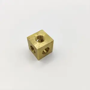 High quality 20mm solid brass cube with 10mm thread holes on 6 sides