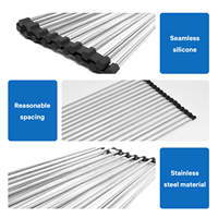 Égouttoir à vaisselle enroulable en acier recouvert de silicone de qualité supérieure, bords en silicone antidérapants et stables, organisateur polyvalent pour évier, design moderne