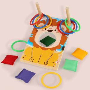 Jeu de lancer d'anneaux en bois pour enfants, petit, portable, pour l'intérieur et l'extérieur, divertissement familial - Product Image 4