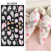 Autocollants pour ongles 5D fleur en relief papillon concepteurs de mariage autocollants pour ongles en gel