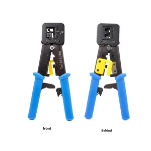 Ferramenta de hardware multifuncional 6P 8P 2 em 1 passagem através do alicate stripper cutter crimper passar pela ferramenta de crimpagem rj45