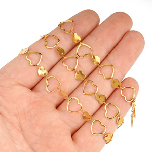Adorno de ropa y <span class=keywords><strong>accesorios</strong></span> de cadena <span class=keywords><strong>para</strong></span> hacer joyas Accesorio de cadena de eslabones de corazón de acero inoxidable - Product Image 2