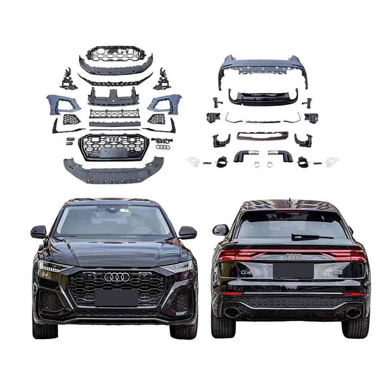 Runde Kit Body Fitment bagus untuk 2020-2022 Audi Q8 Facelift RSQ8 Bumper depan Grille Bumper belakang PP Bumper mobil