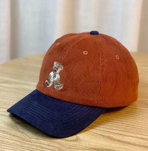 Casquettes de baseball sportives printemps-automne de haute qualité avec logo d'ours brodé, chapeaux en velours côtelé doux bicolores pour hommes et femmes - Product Image 4