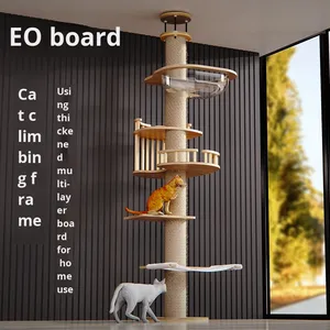 Moderna Torre para Gatos de Sisal Grande, Ecológica, Ahorra Espacio, con Poste Rascador, Casa para Gatos, de Piso a Techo, Multinivel, de Lujo, Personalizable - Product Image 3