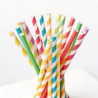 Pailles en papier jetables biodégradables personnalisables de 6 mm, 8 mm, 12 mm, avec rayures rouges et 10 couleurs variées