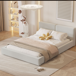 Modern Queen Size Adjustable Upholstered <b>Platform</b> <b>Bed</b> with Solid Wood <b>Frame</b> Beige Storage - Product Image 5