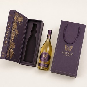 Professional Custom Purple Book Style <strong>Wine</strong> Gift Box Gold Foil Grapevine Hinged Insert Moscato White Bottle Packaging Master - Product Image 3