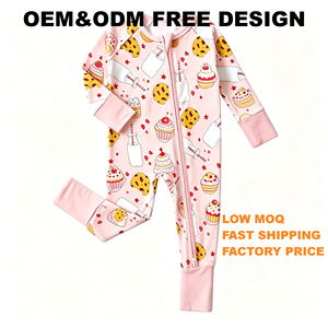 Unisex baby romper van bamboe en spandex met rits, geschikt voor pasgeborenen en peuters, als pyjama of slaapkleertjes. - Product Image 2