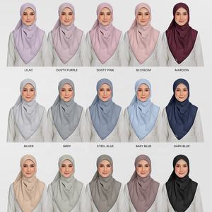 Wholewsasle tamaño personalizado cuadrado largo personalizado malasio sólido liso pañuelo musulmán mujeres <span class=keywords><strong>Hijab</strong></span> bufanda bufandas étnicas chales - Product Image 3