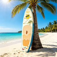 Planche à pagaie gonflable pour enfants de 9'6'', SUP junior stable de 31'' de large avec illustration de soleil de plage, kit de 5 pouces d'épaisseur