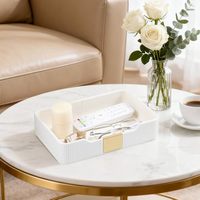 Plateau de rangement en cuir de luxe moderne, design multifonctionnel pour table, bureau, salon - Porte-clés, organisateur de montres, bijoux, cosmétiques