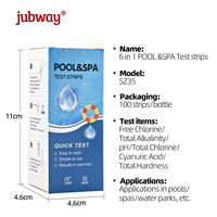 Tiras de Prueba de Calidad del Agua para Piscinas y Spas, 6 en 1, Venta al por Mayor de Fábrica, Cloro Libre, Ácido Cianúrico, pH Total, en Tiras/Botella