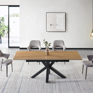 Ý đen sơn tĩnh điện sơn chéo Chân Hai mở rộng trượt Bảng điều chỉnh bê tông màu Gốm bàn ăn - Product Image 2