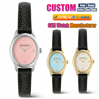 Service OEM ODM, logo personnalisé, montre ovale pour femme, mouvement à quartz japonais, bracelet en cuir élégant, montre-bracelet pour femme, idéale pour un cadeau