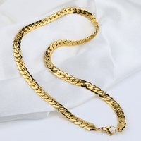 Chaîne en acier inoxydable poli haute brillance, sans ternissement, chaîne épaisse en forme de chevrons, chaîne plate large plaquée or, collier ras du cou pour femmes