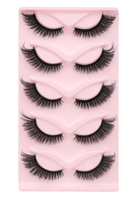 5 paires/plateau 3D stéréo Cat Eye Contour chaîne naturelle facile à utiliser longue durée vison cheveux synthétiques renard faux cils 0.07mm - Product Image 2