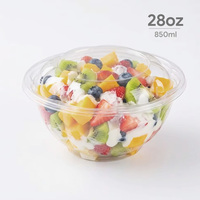 Aangepaste logo 28oz voedselveilige transparante PET wegwerp saladekom deksel groothandel afhaal catering fruitverpakking voor merkverpakking