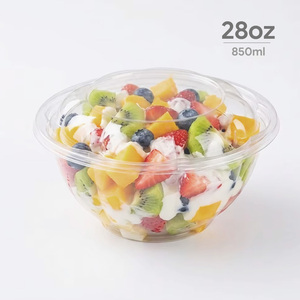 Custom Logo 28oz Food Grade Clear PET Disposable Salad Bowl With Lid Wholesale <b>Takeaway</b> Catering Fruit <b>Container</b> - Product Image 1
