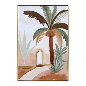 Pintura al Óleo Personalizada de Fábrica, Arco de Palmeras Mediterráneas Abstractas, Paisaje en Tonos Pastel, Arte de Pared en Lienzo Hecho a Mano - Product Image 2