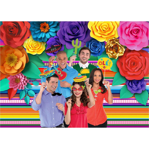 Nicro-Fondo De fiesta De Día De los muertos, mesa brillante De <span class=keywords><strong>carnaval</strong></span>, decoración con rayas, fotomatón, temática mexicana - Product Image 3