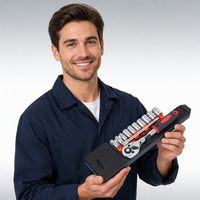 Jeu de clés à douille de qualité 3/8 Dr, 12 pièces, 15 outils à main pour la réparation automobile, clé à cliquet automobile